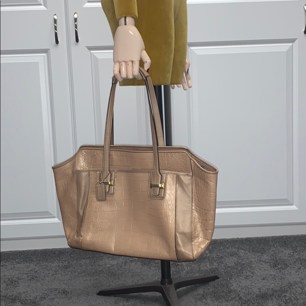 Coach crocodile embossed handbag